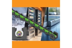 With the one-piece e-chain E1, igus has developed an economical cable guide for compact installation spaces, be it for food-vending machines, laboratory equipment or electric doors.